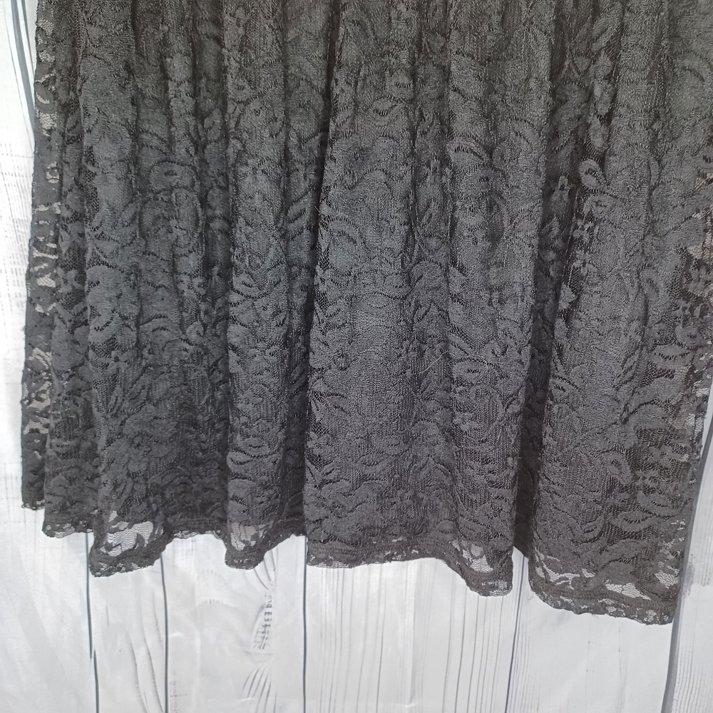 Garage Black Lace Sleeveless Goth Indie Sleeze Whimsigoth Flowy Skater Dress - Picture 8 of 9
